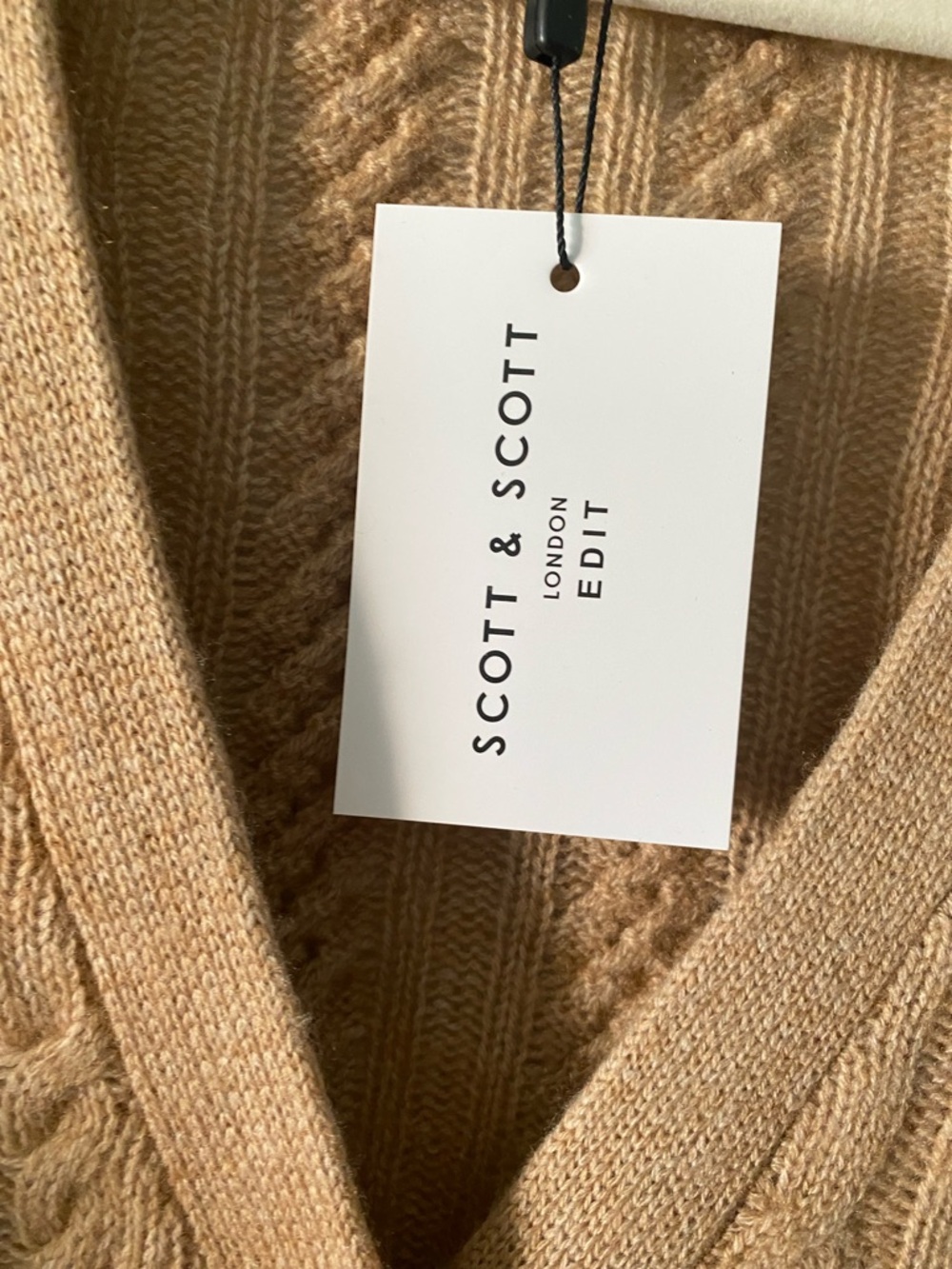 Scotch & Soda Tan Cable-Knit V-Neck Cardigan - Picture 2 of 5